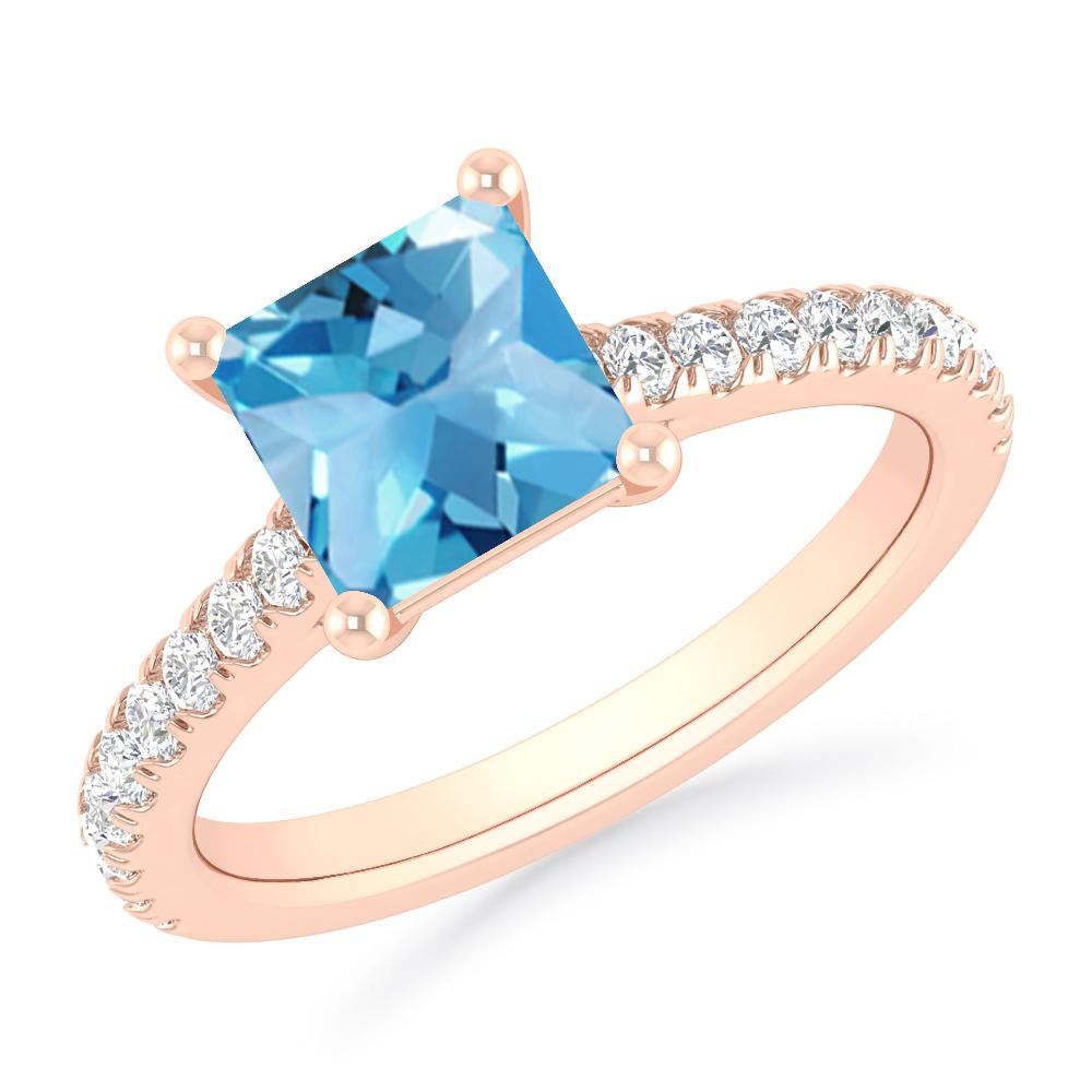 Rose Gold - Blue Topaz