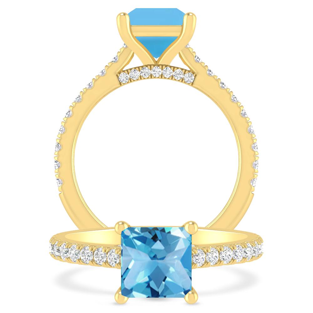 Yellow Gold - Blue Topaz