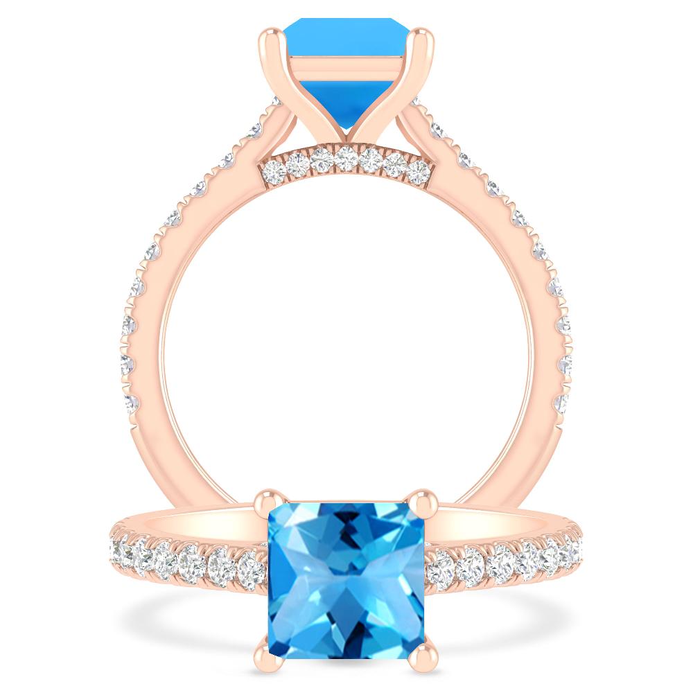 Rose Gold - Blue Topaz