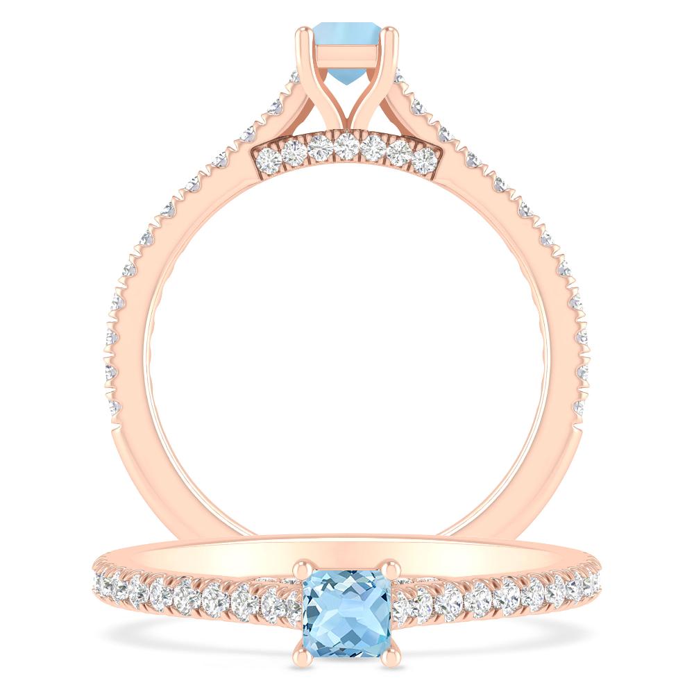 Rose Gold - Aquamarine