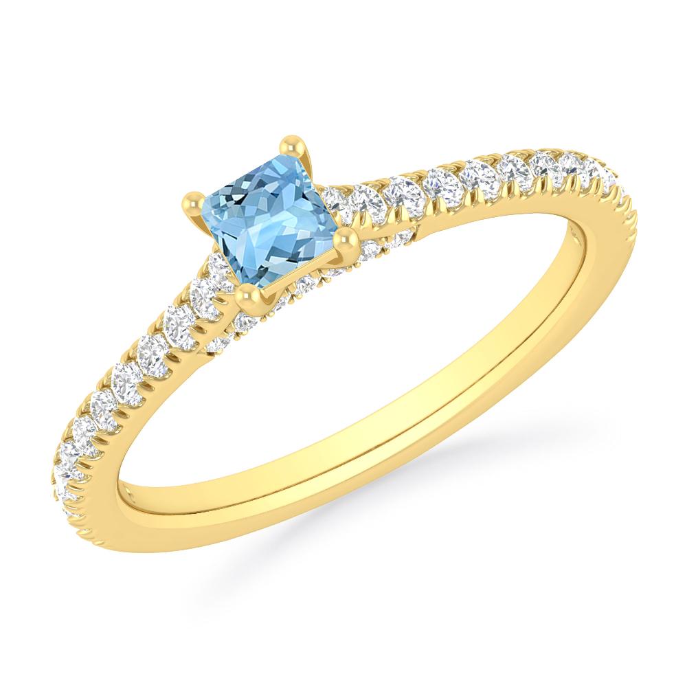 Yellow Gold - Aquamarine