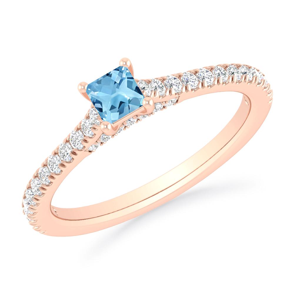 Rose Gold - Blue Topaz