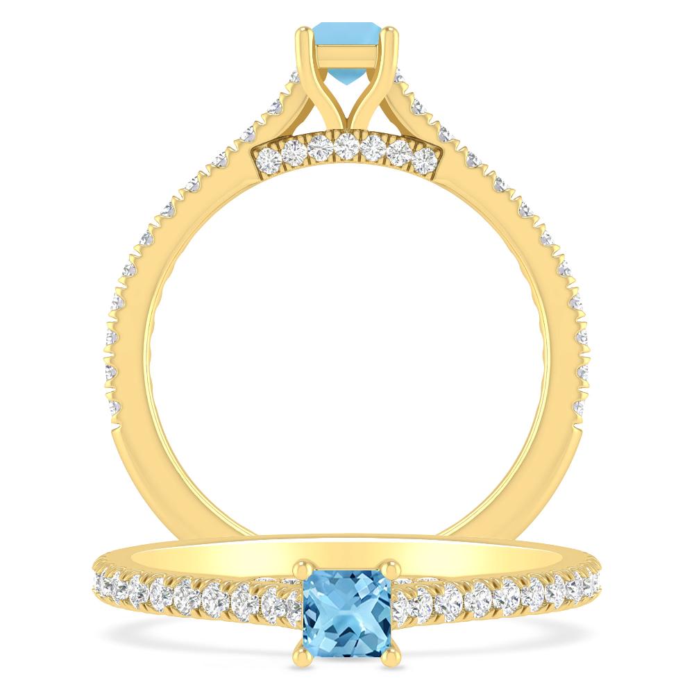 Yellow Gold - Blue Topaz