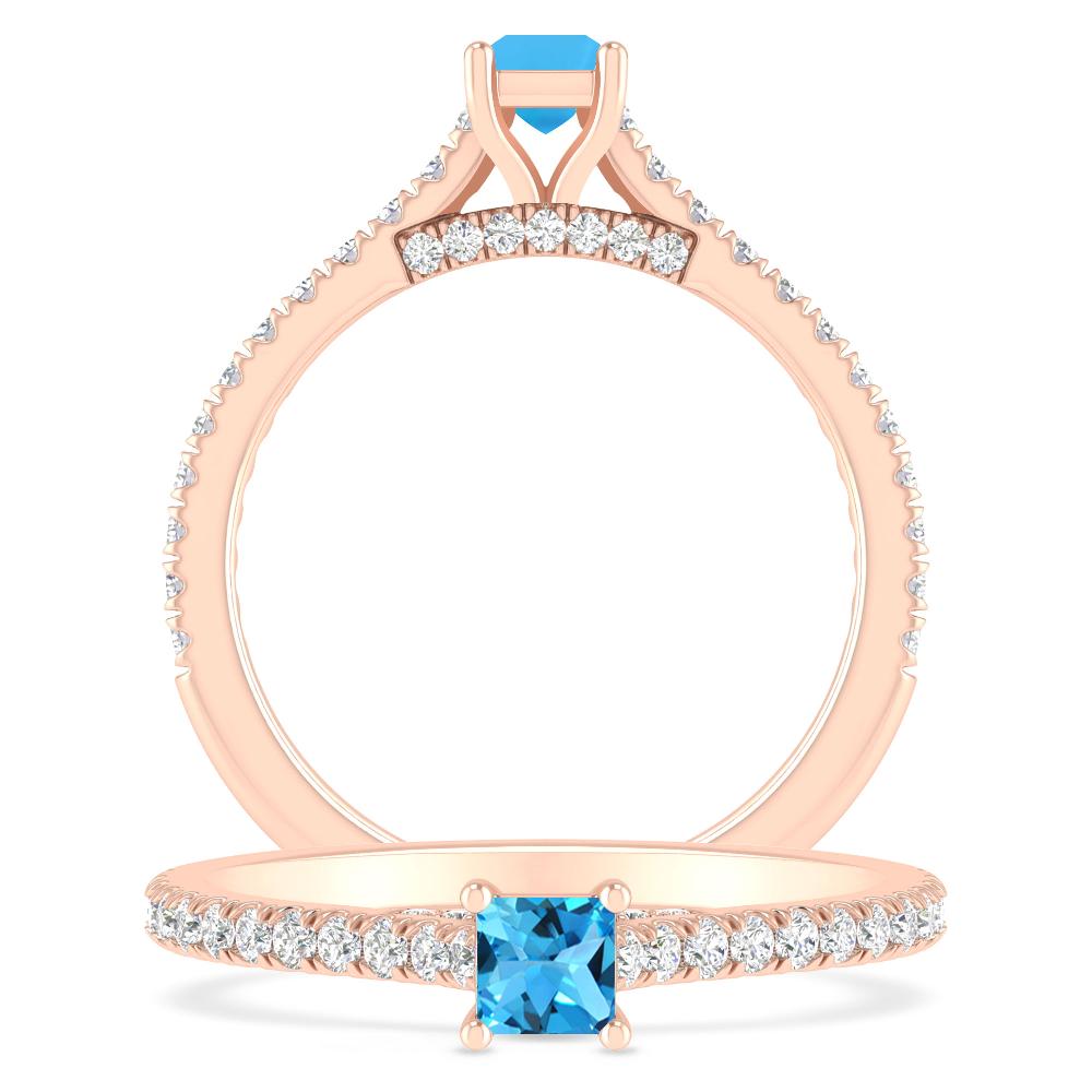 Rose Gold - Blue Topaz