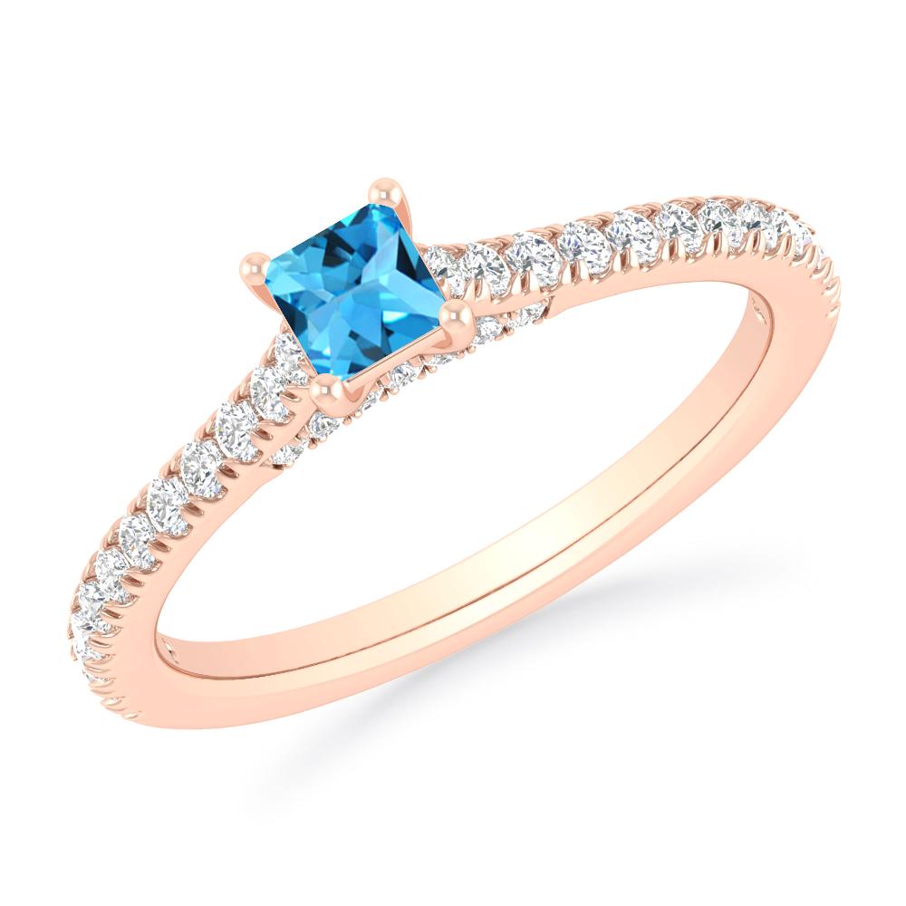 Rose Gold - Blue Topaz