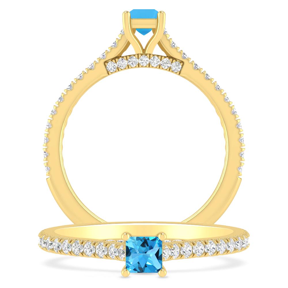 Yellow Gold - Blue Topaz