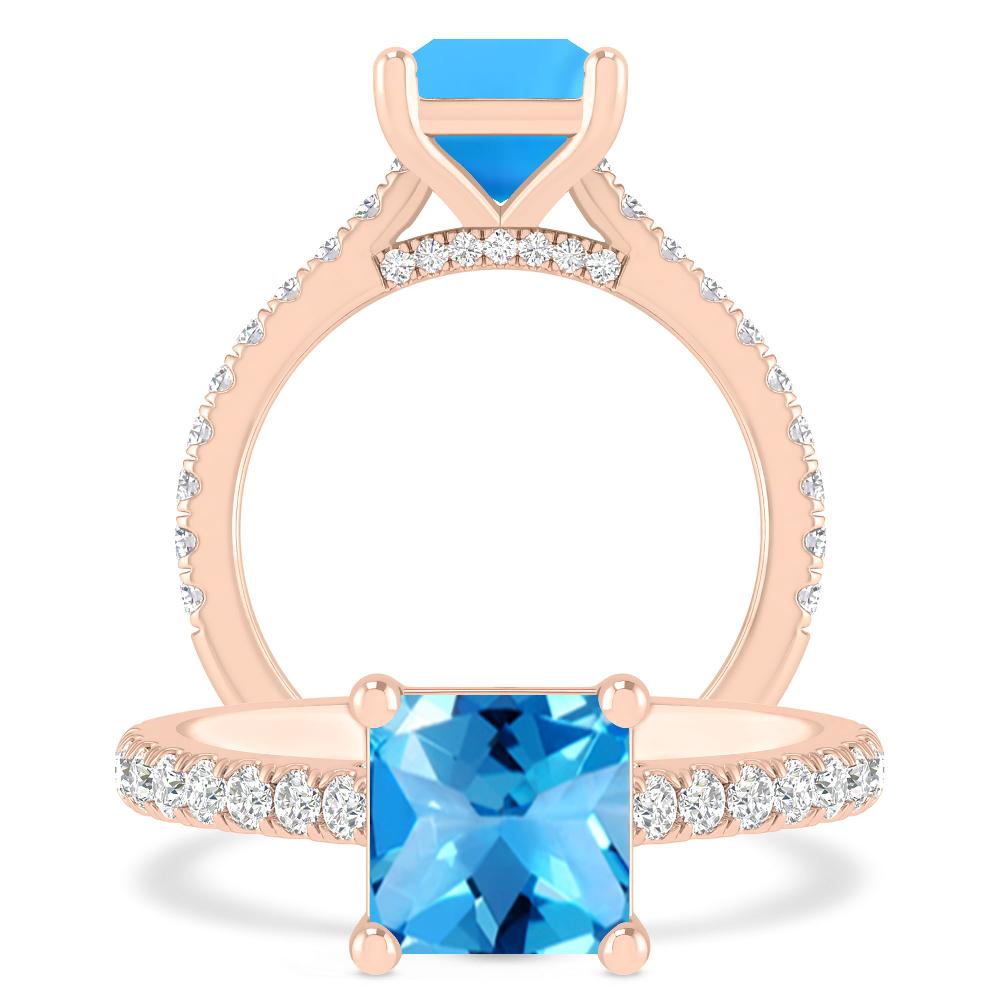 Rose Gold - Blue Topaz