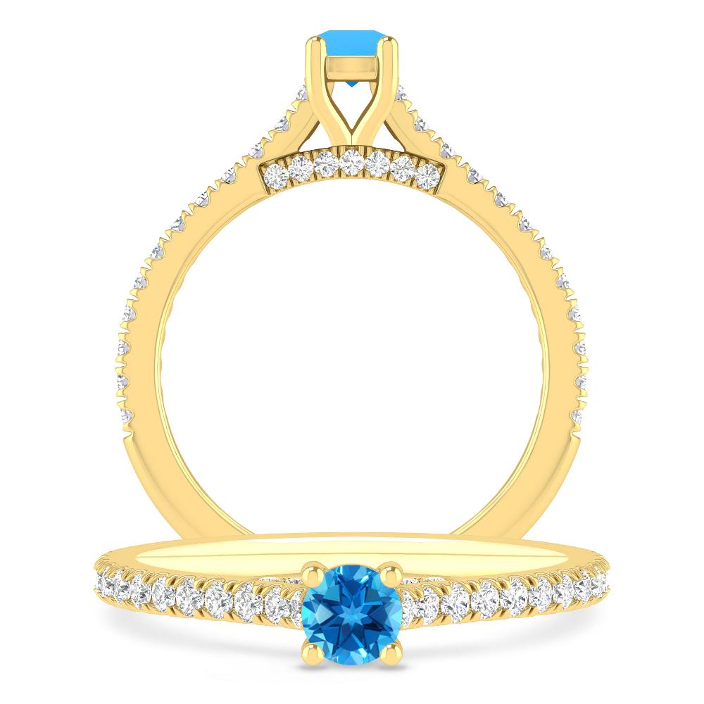 Yellow Gold - Blue Topaz