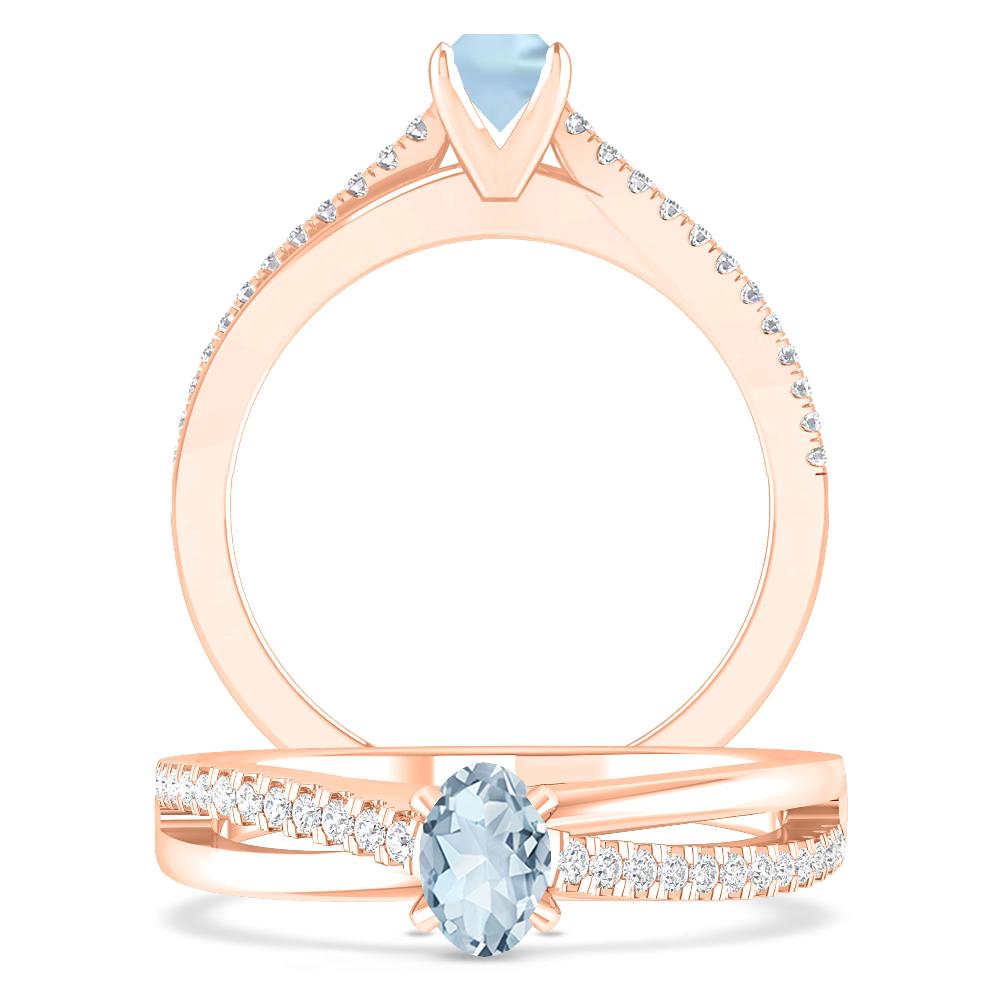 Rose Gold - Aquamarine