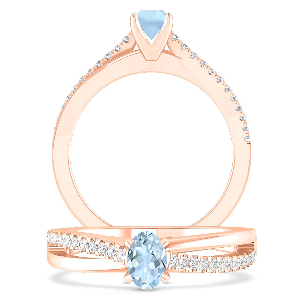 Rose Gold - Aquamarine