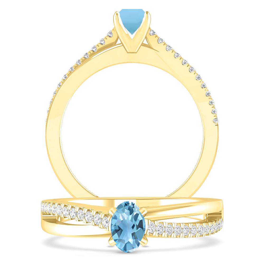 Yellow Gold - Blue Topaz