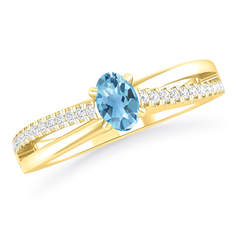 Yellow Gold - Blue Topaz