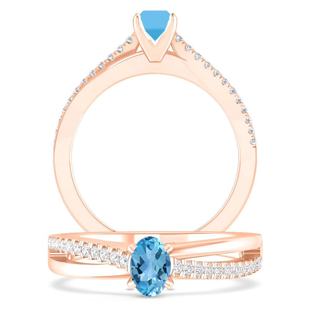 Rose Gold - Blue Topaz