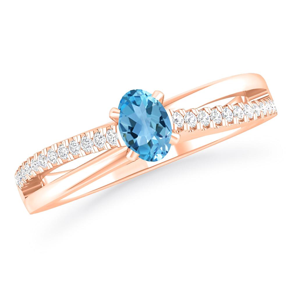 Rose Gold - Blue Topaz