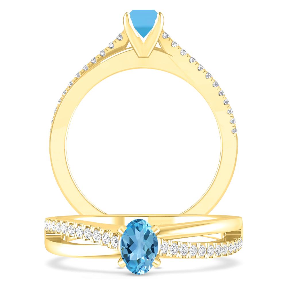 Yellow Gold - Blue Topaz