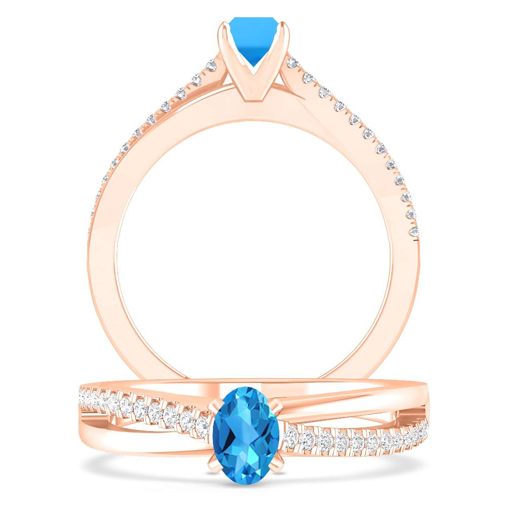 Rose Gold - Blue Topaz