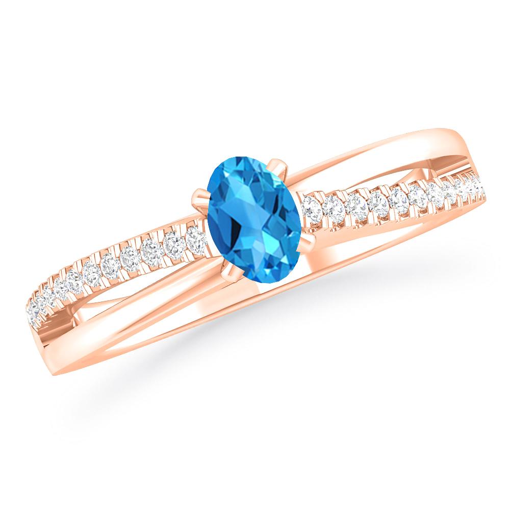 Rose Gold - Blue Topaz