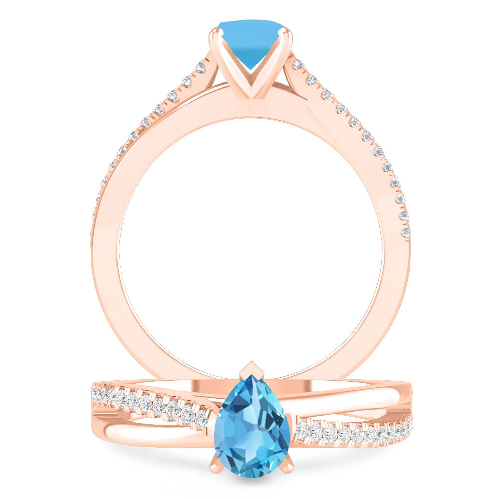 Rose Gold - Blue Topaz