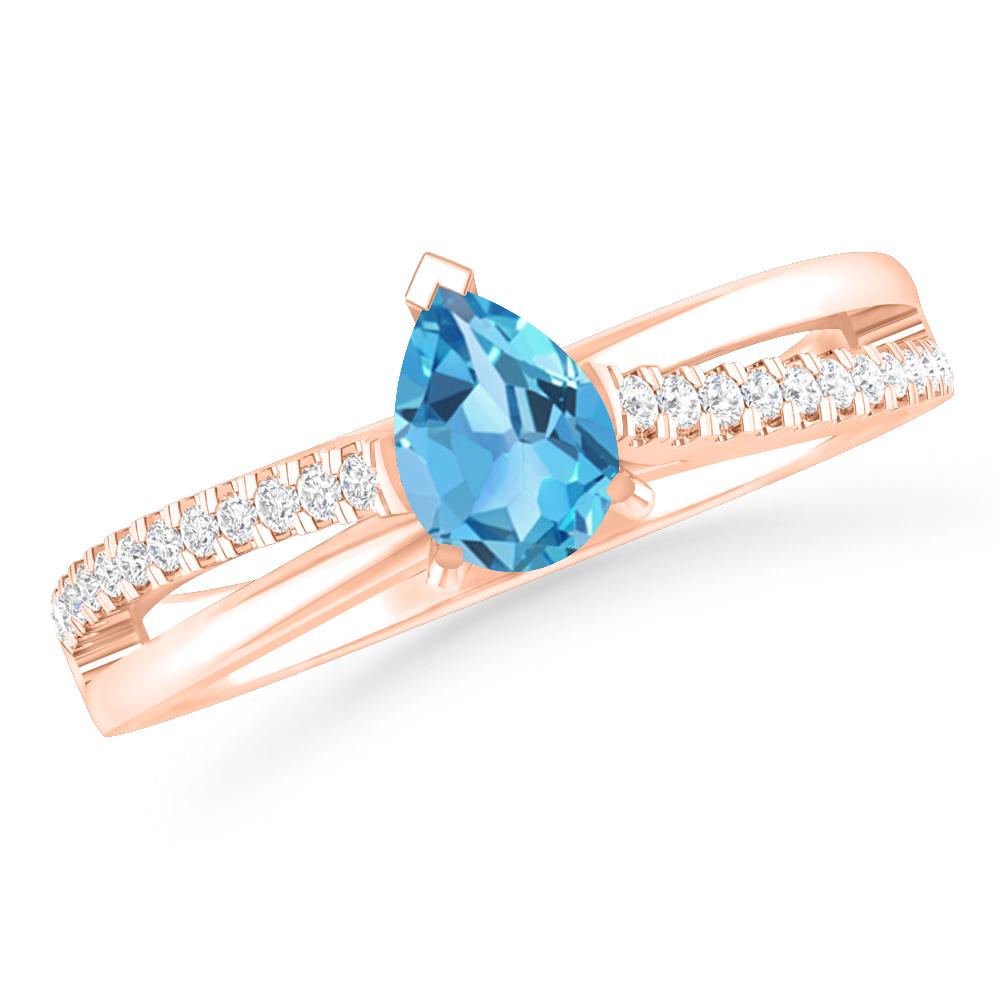 Rose Gold - Blue Topaz