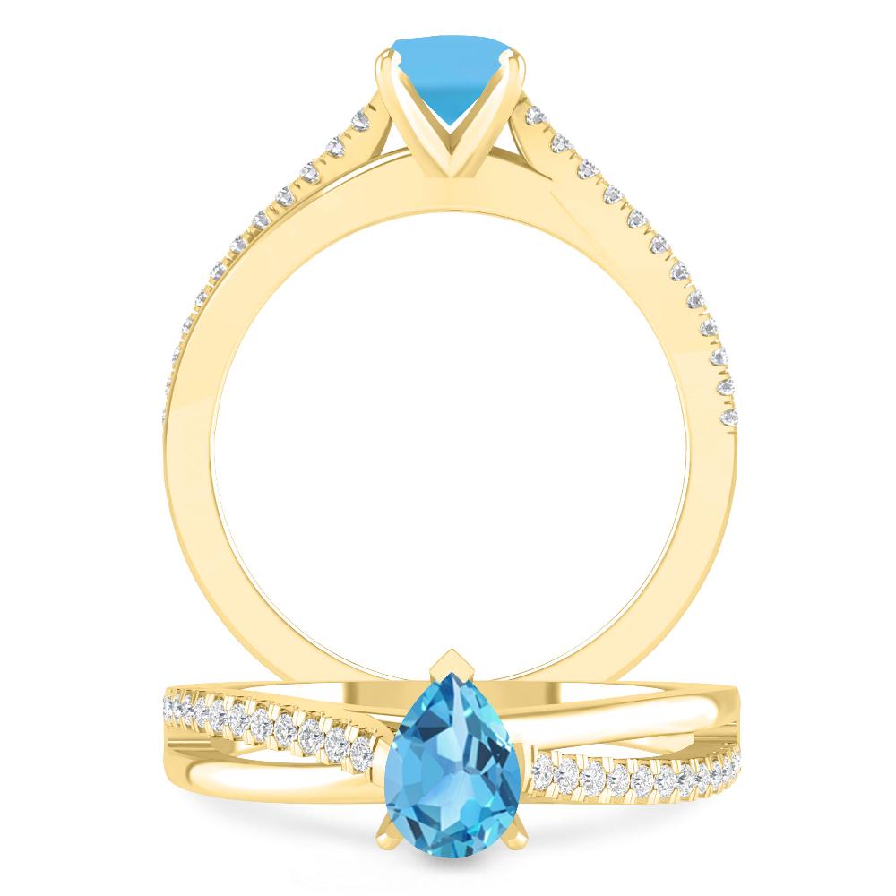 Yellow Gold - Blue Topaz