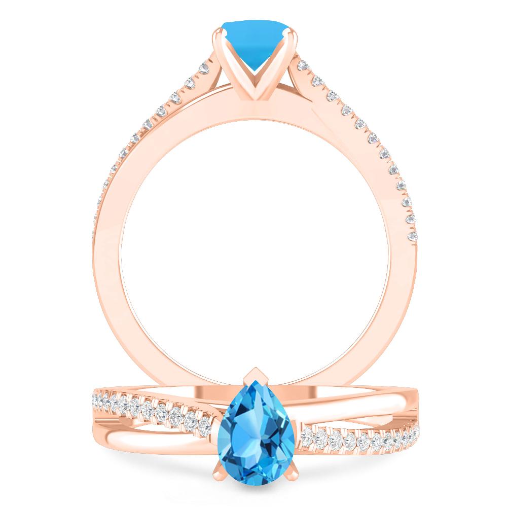 Rose Gold - Blue Topaz