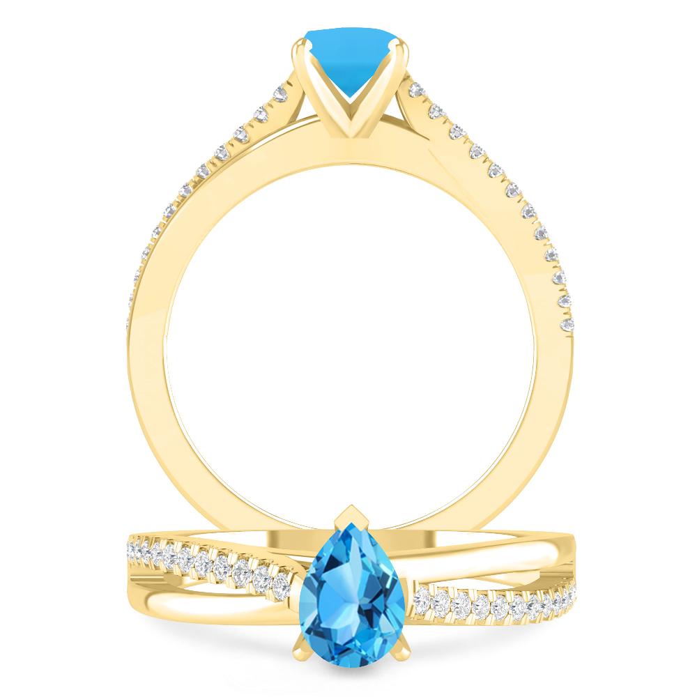 Yellow Gold - Blue Topaz