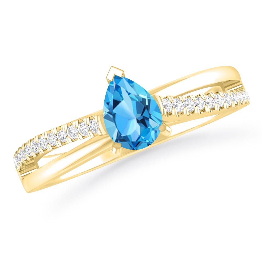 Yellow Gold - Blue Topaz