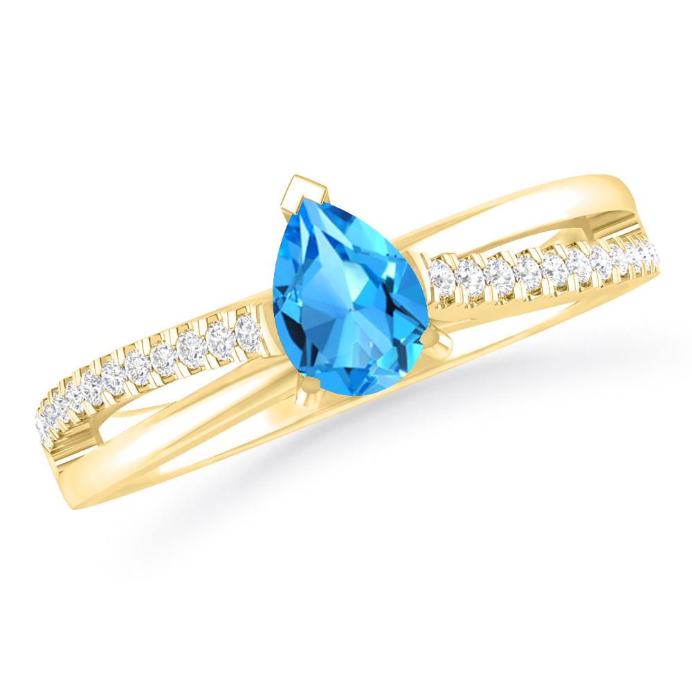 Yellow Gold - Blue Topaz