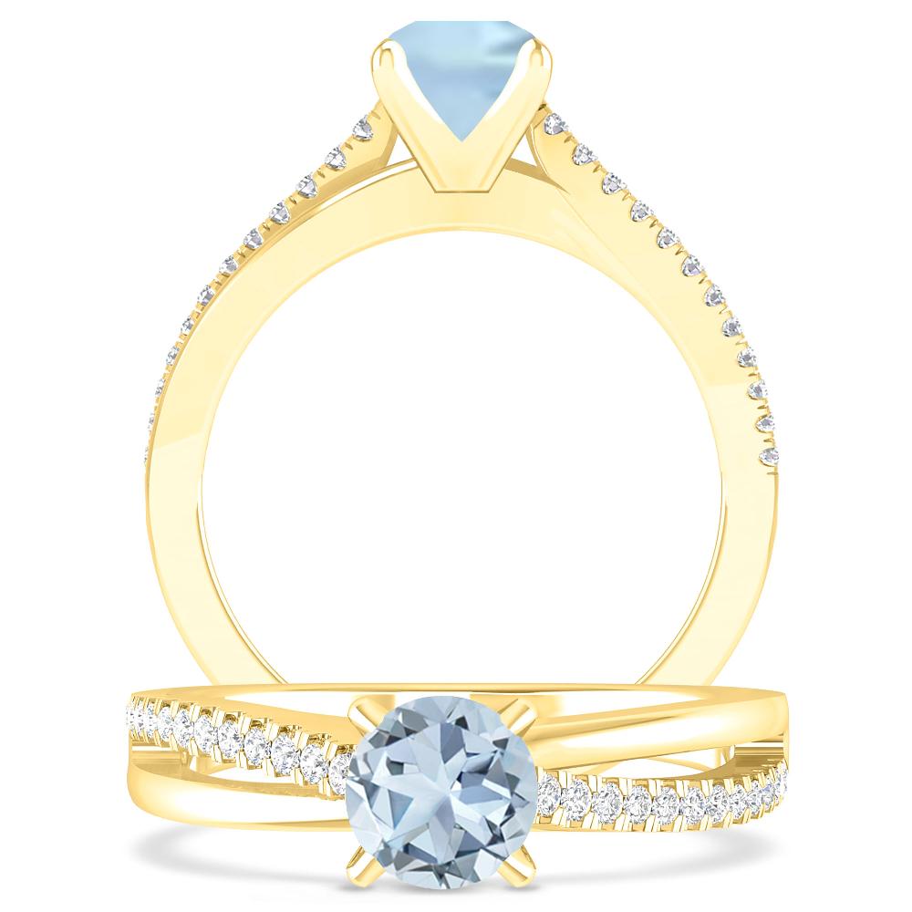 Yellow Gold - Aquamarine