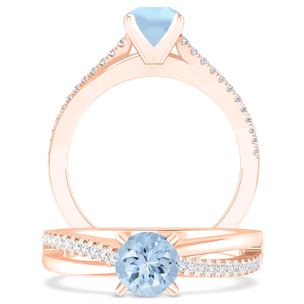 Rose Gold - Aquamarine