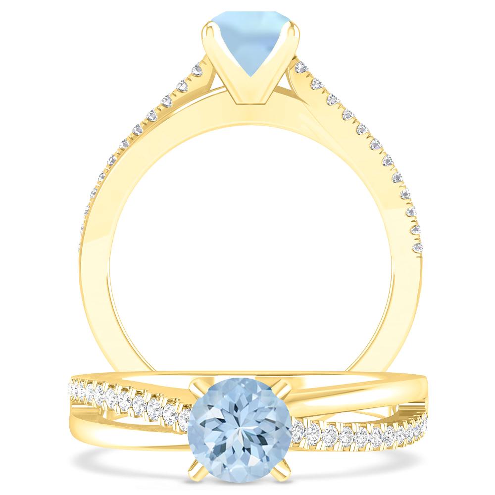 Yellow Gold - Aquamarine