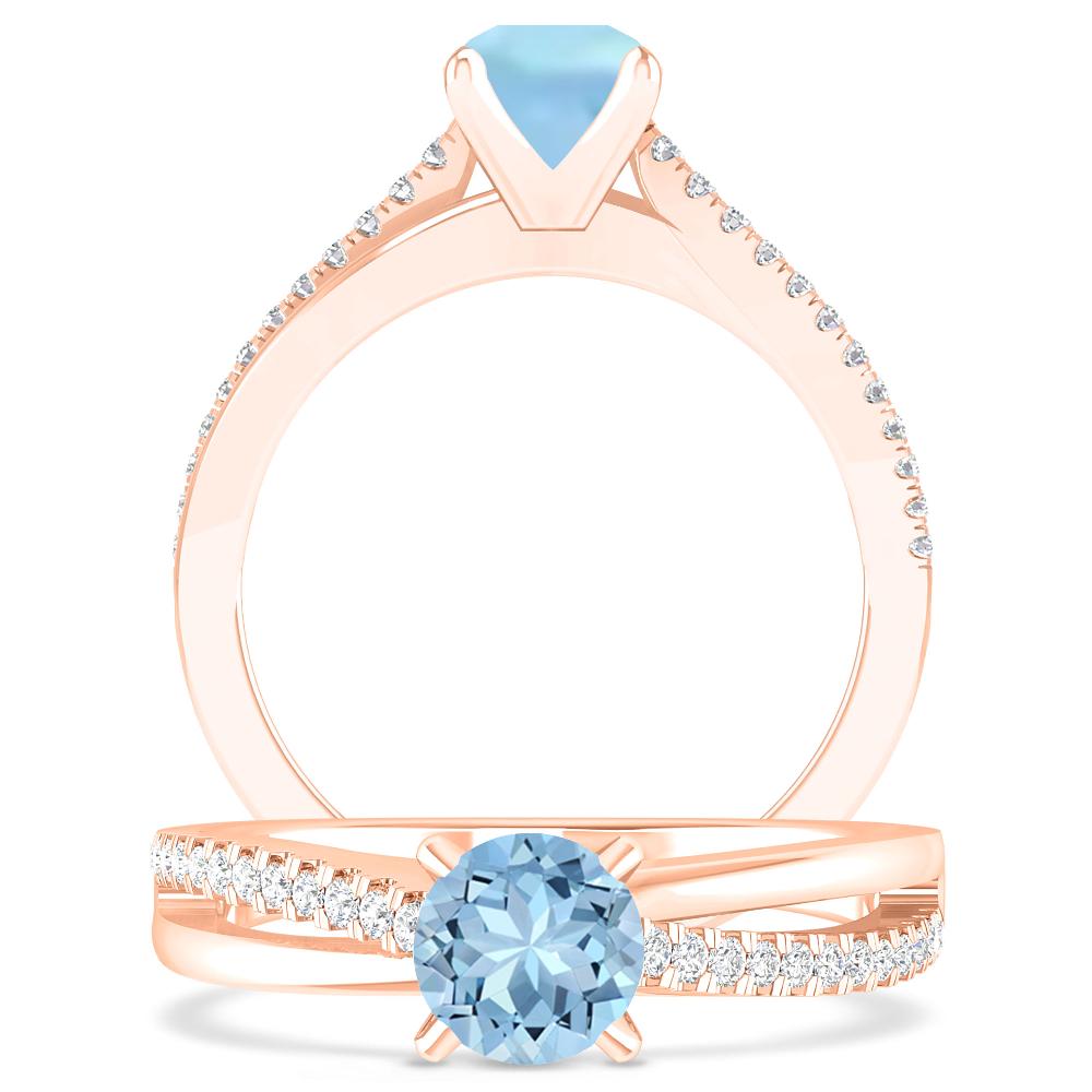 Rose Gold - Aquamarine