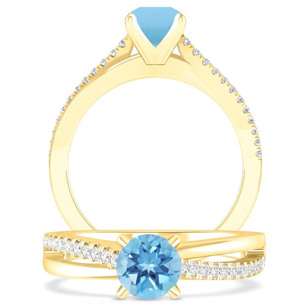 Yellow Gold - Blue Topaz