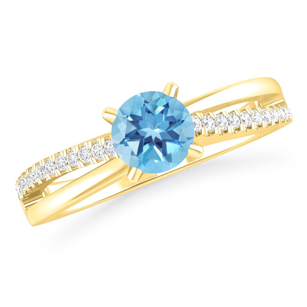 Yellow Gold - Blue Topaz