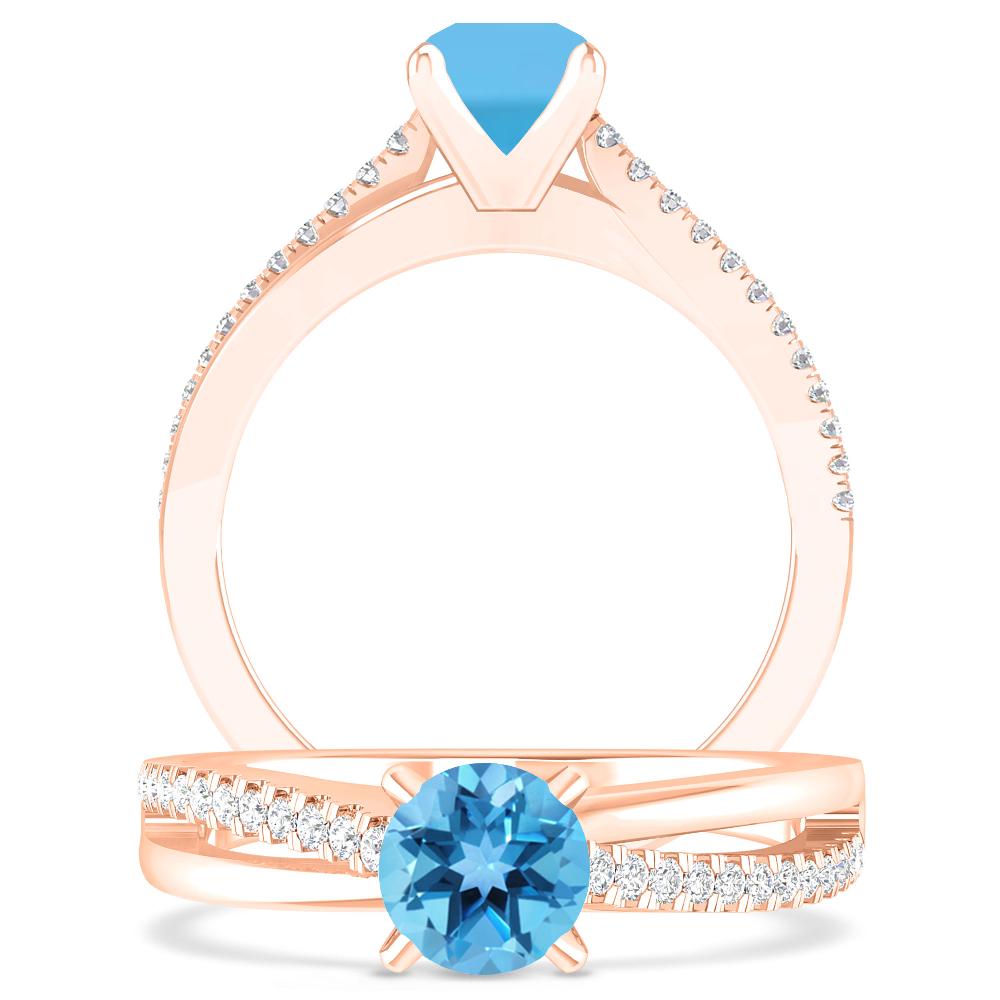 Rose Gold - Blue Topaz