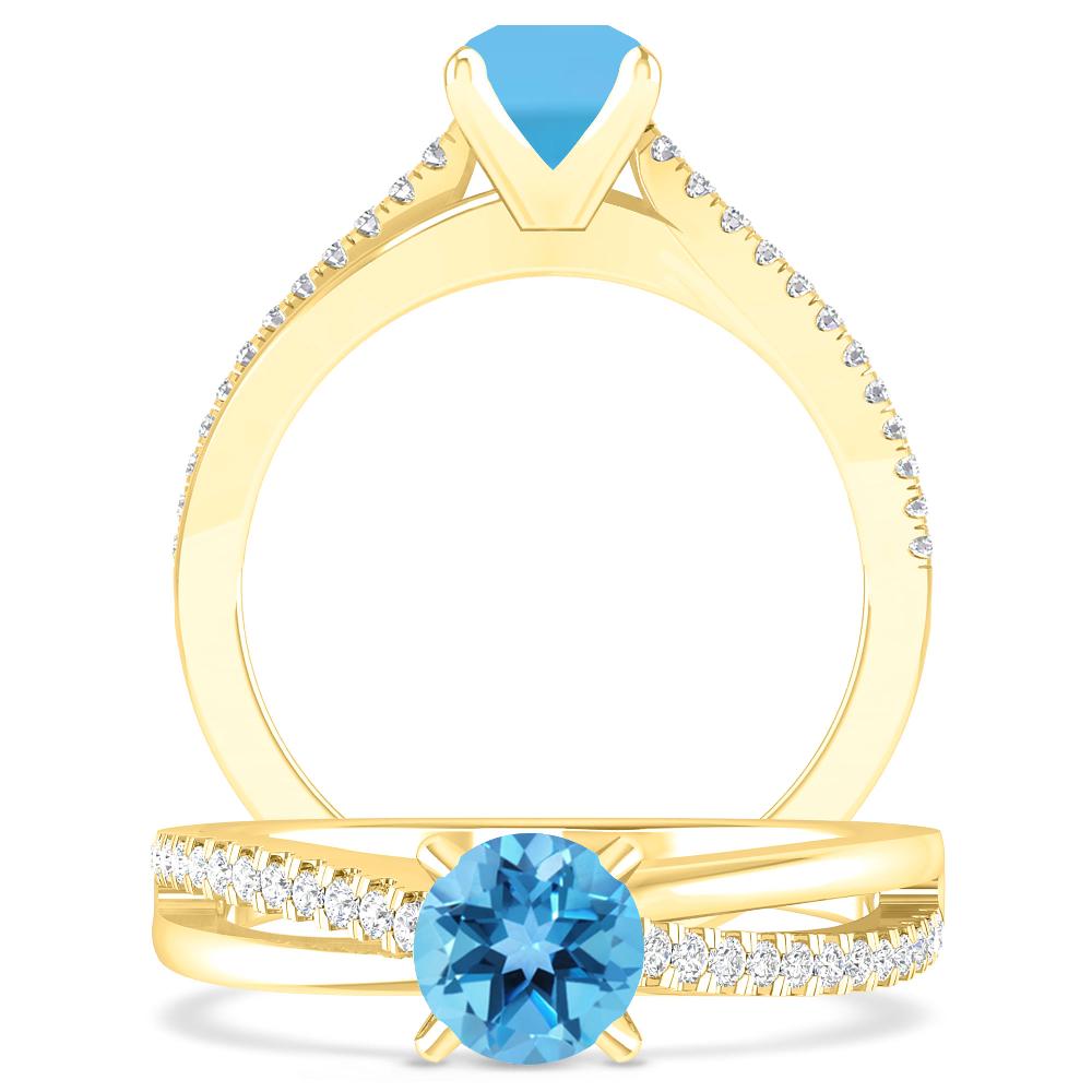 Yellow Gold - Blue Topaz