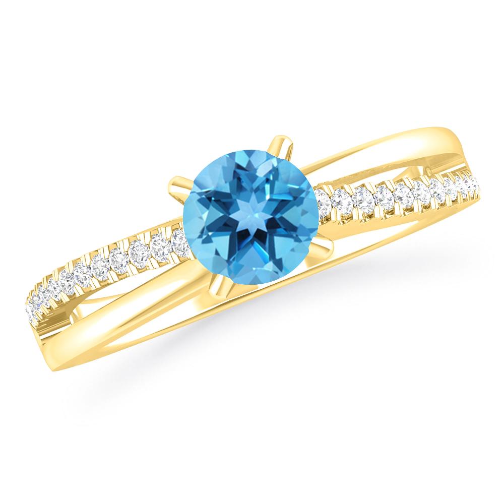 Yellow Gold - Blue Topaz