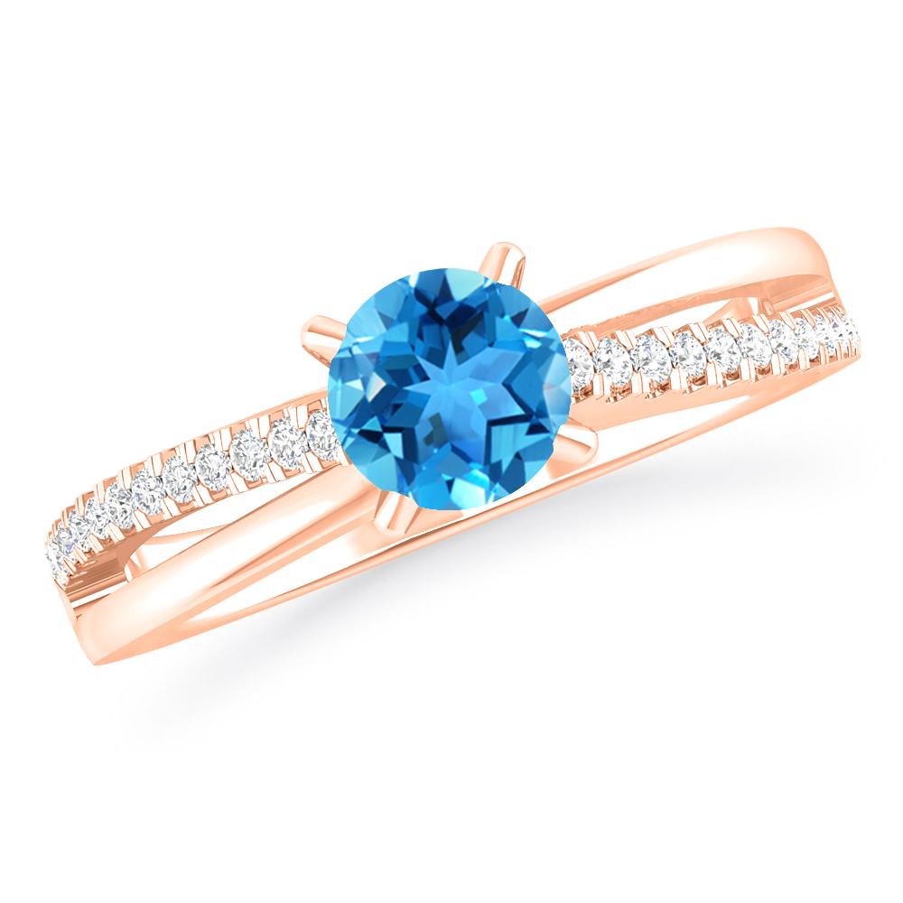 Rose Gold - Blue Topaz