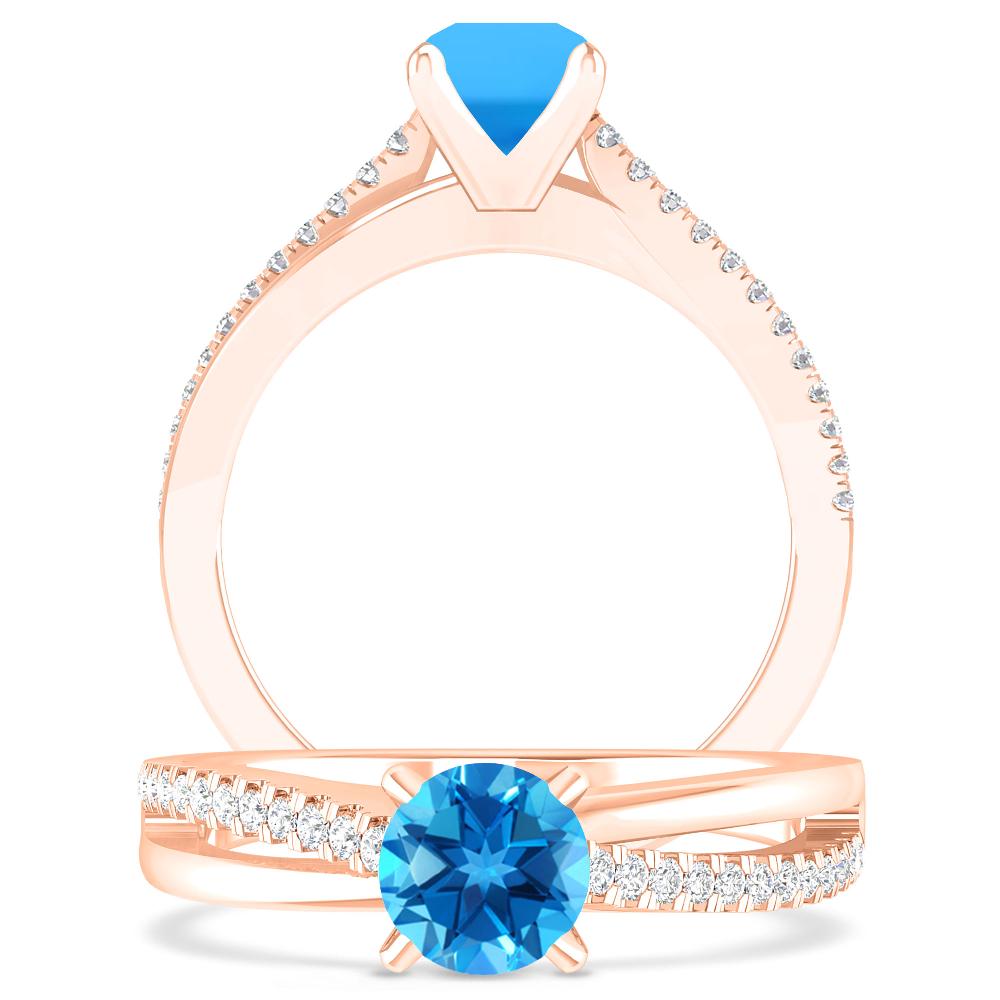 Rose Gold - Blue Topaz