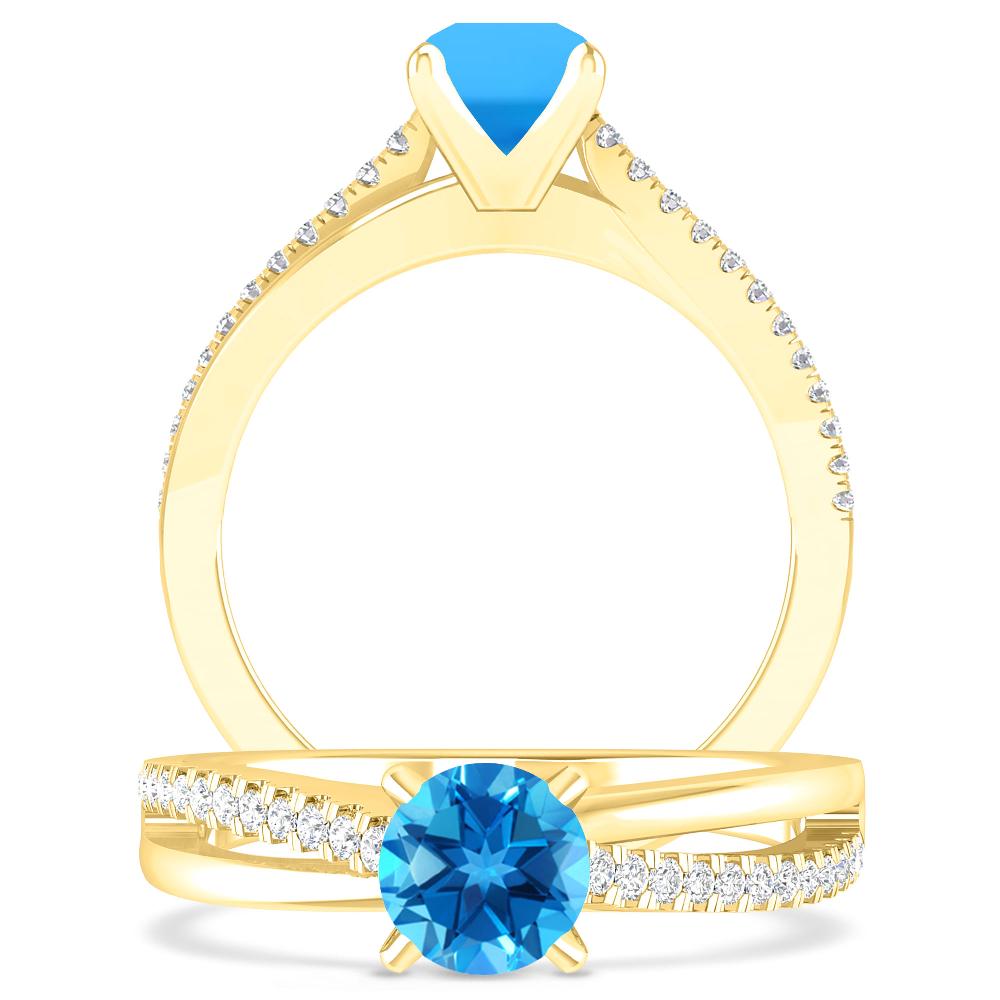 Yellow Gold - Blue Topaz