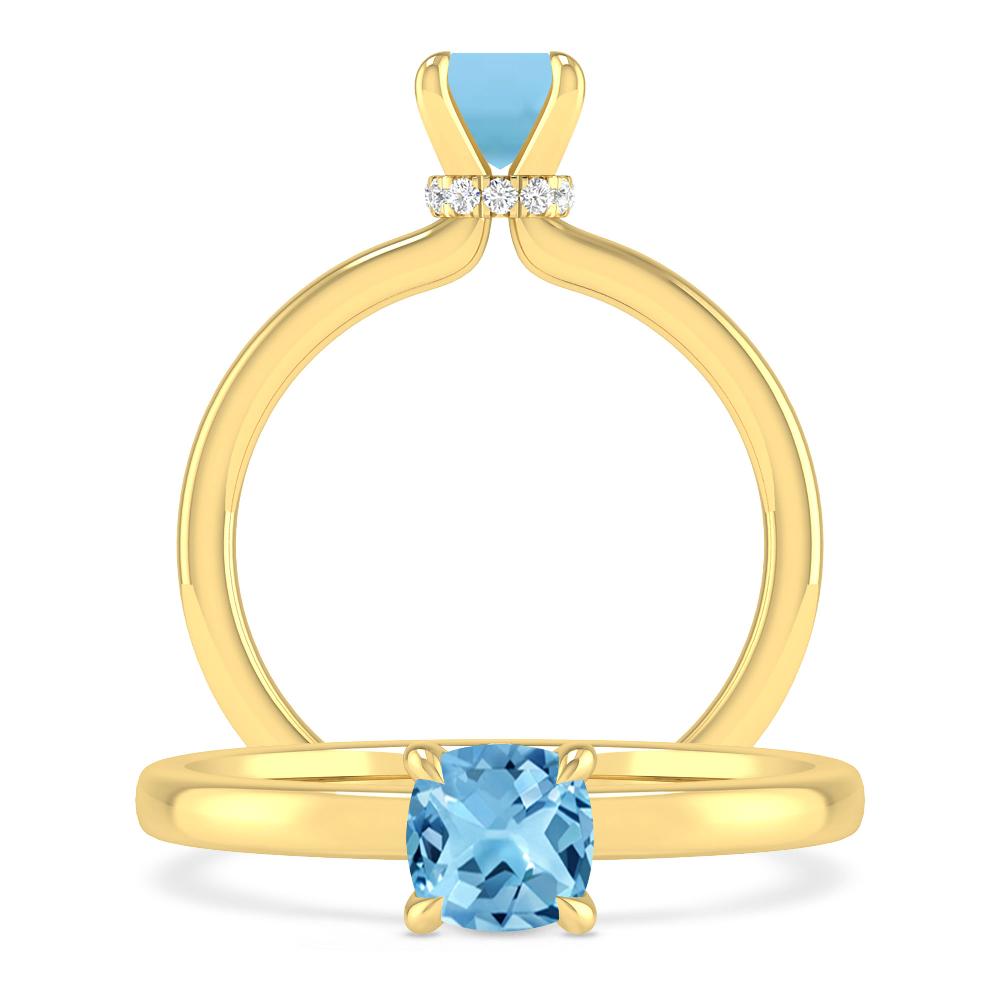 Yellow Gold - Blue Topaz