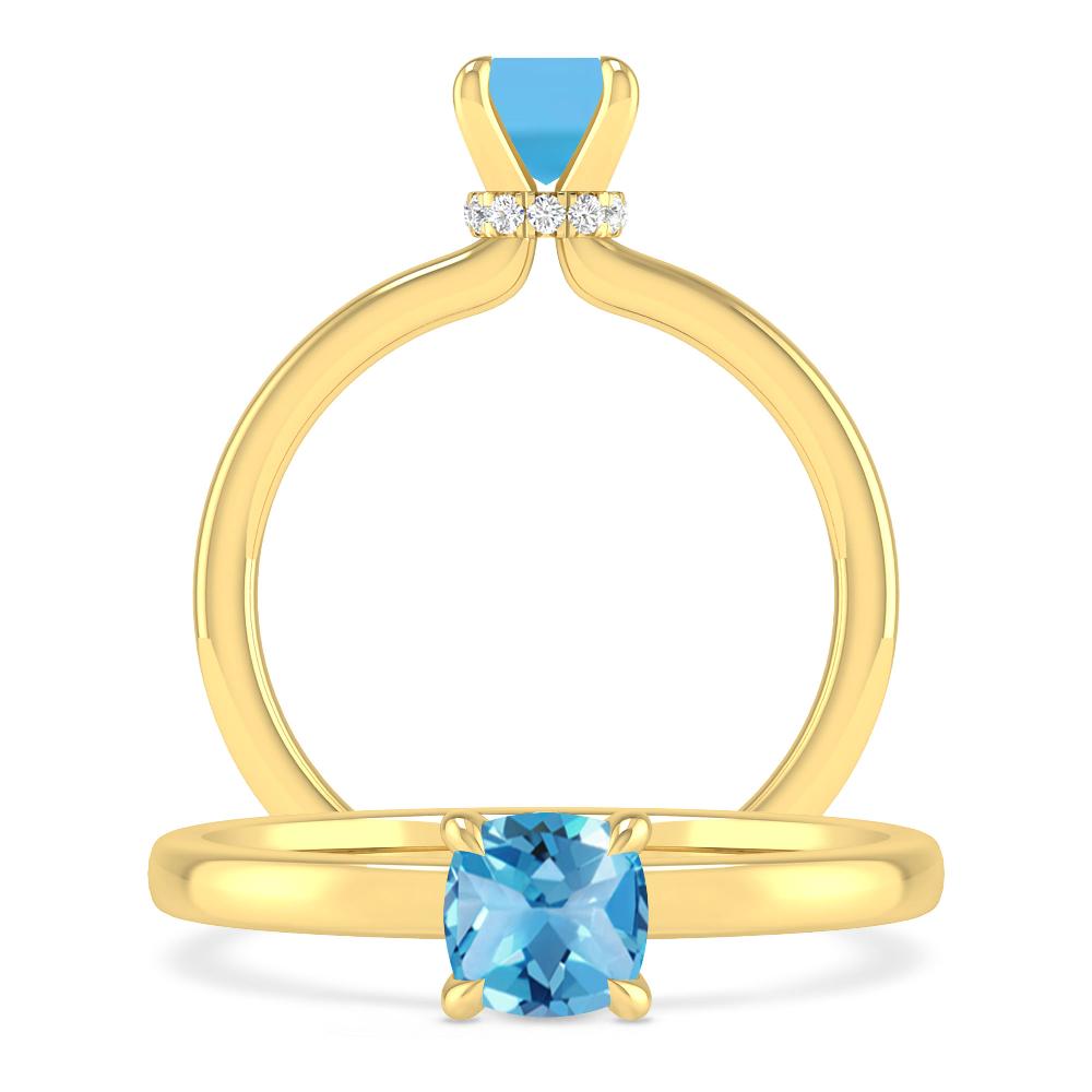 Yellow Gold - Blue Topaz