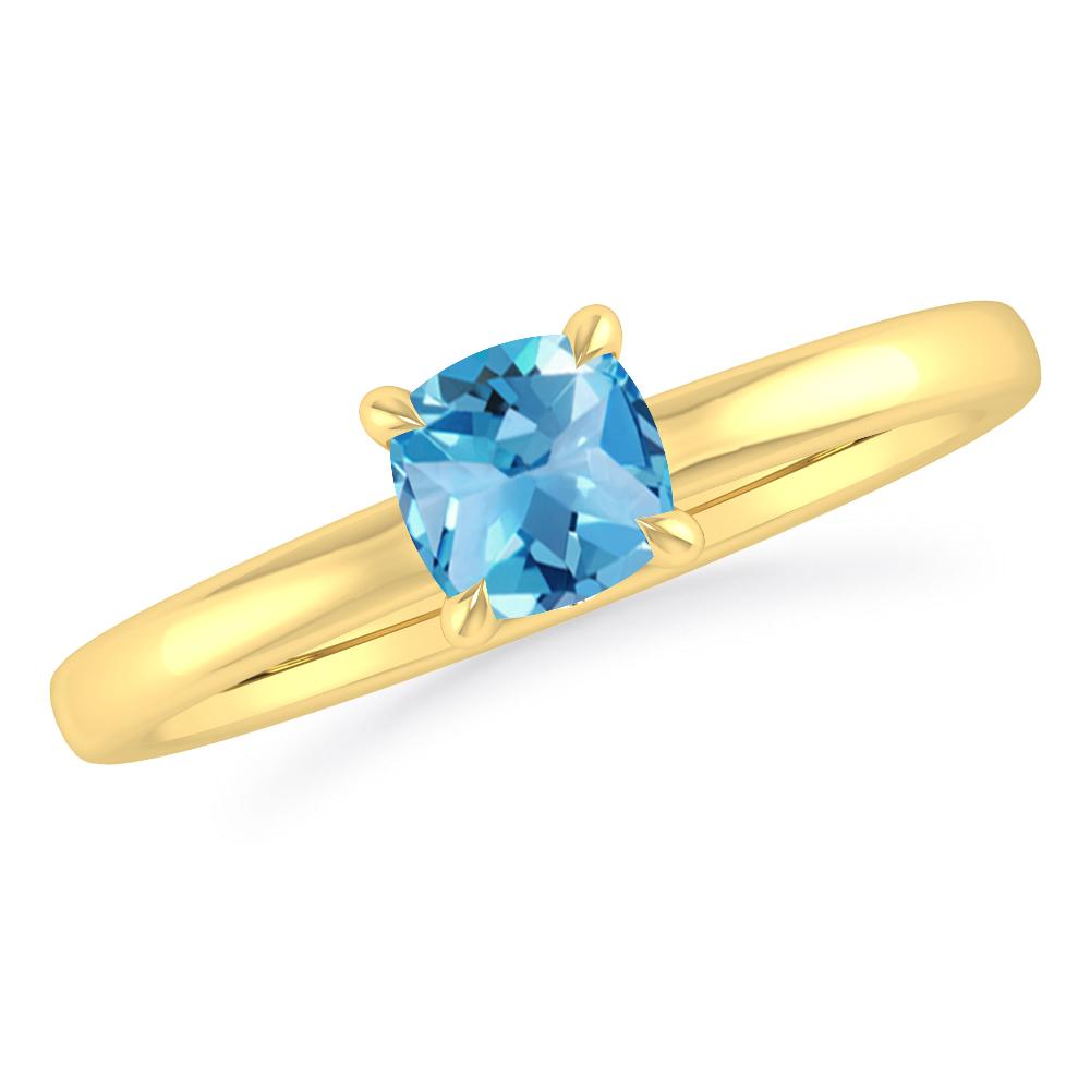 Yellow Gold - Blue Topaz