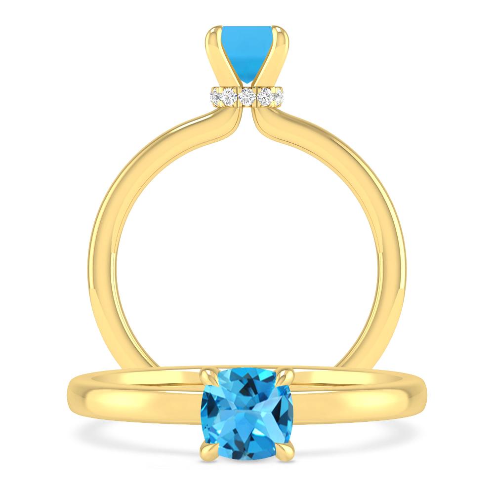 Yellow Gold - Blue Topaz