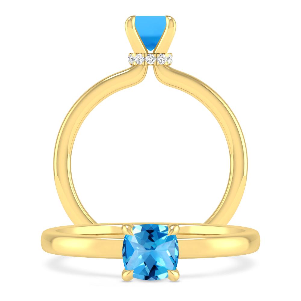 Yellow Gold - Blue Topaz