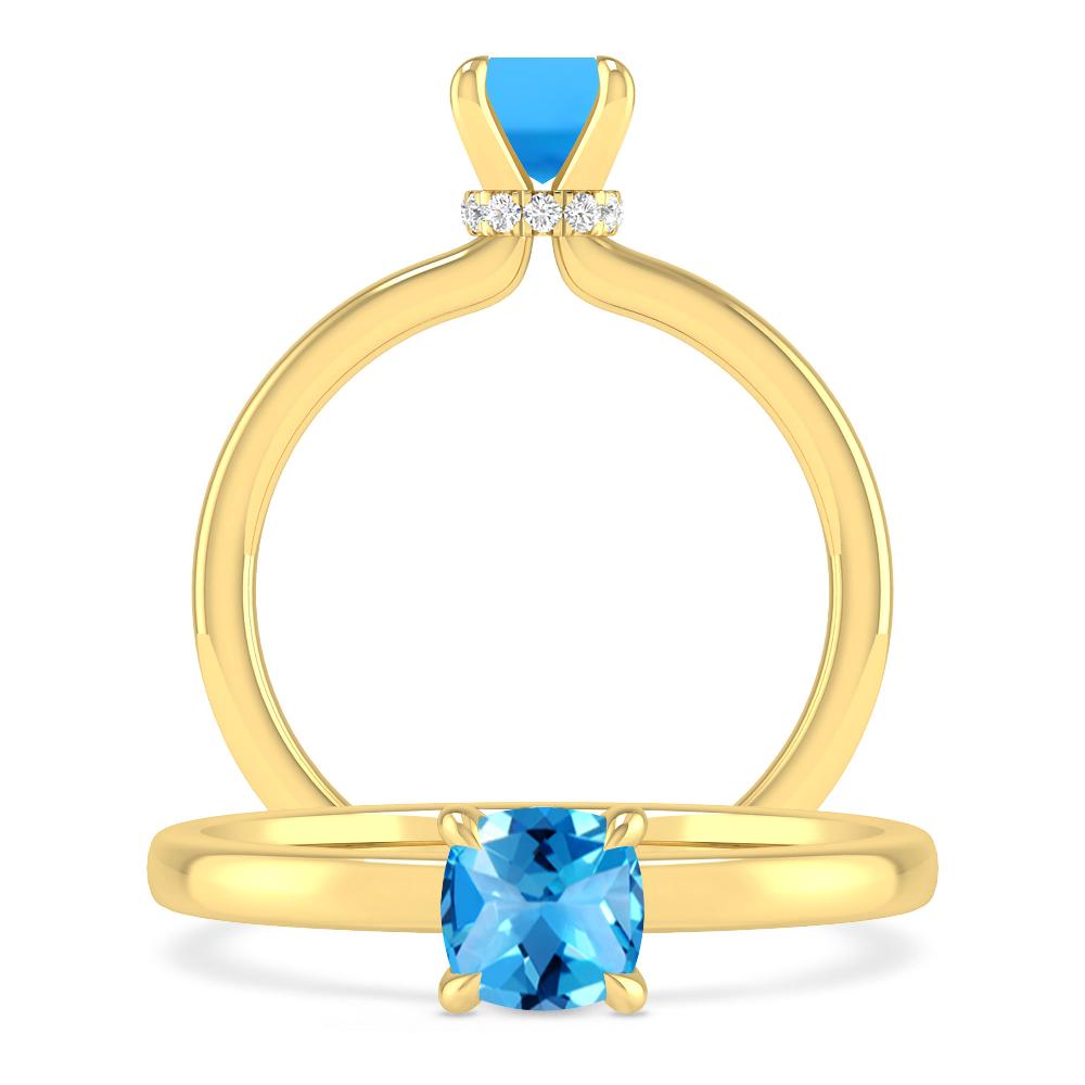 Yellow Gold - Blue Topaz