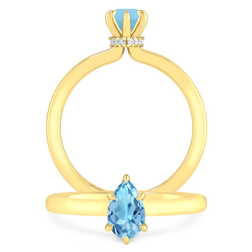 Yellow Gold - Blue Topaz