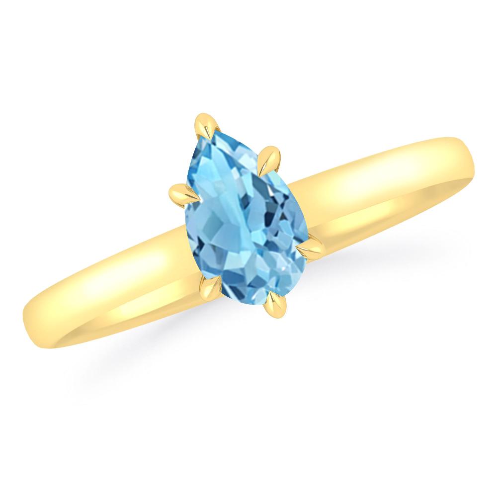 Yellow Gold - Blue Topaz