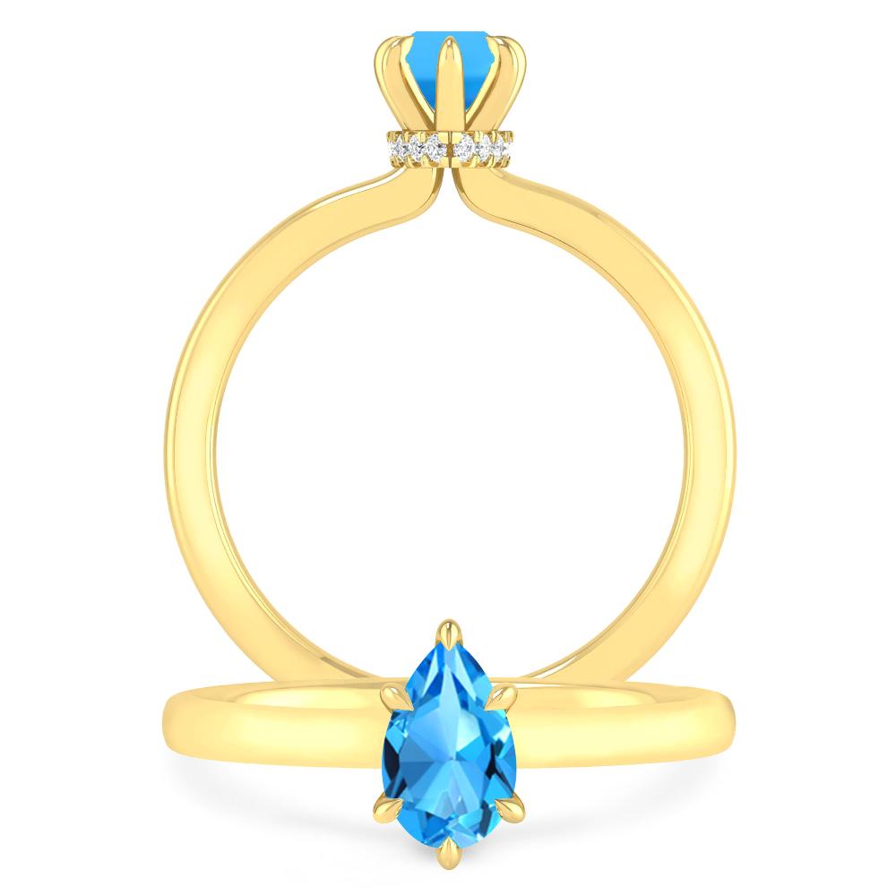 Yellow Gold - Blue Topaz