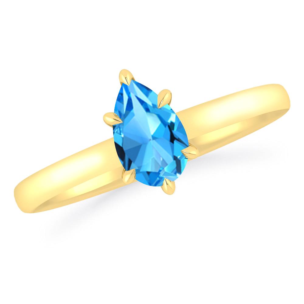 Yellow Gold - Blue Topaz